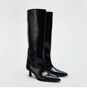 Leder High Heel Boots